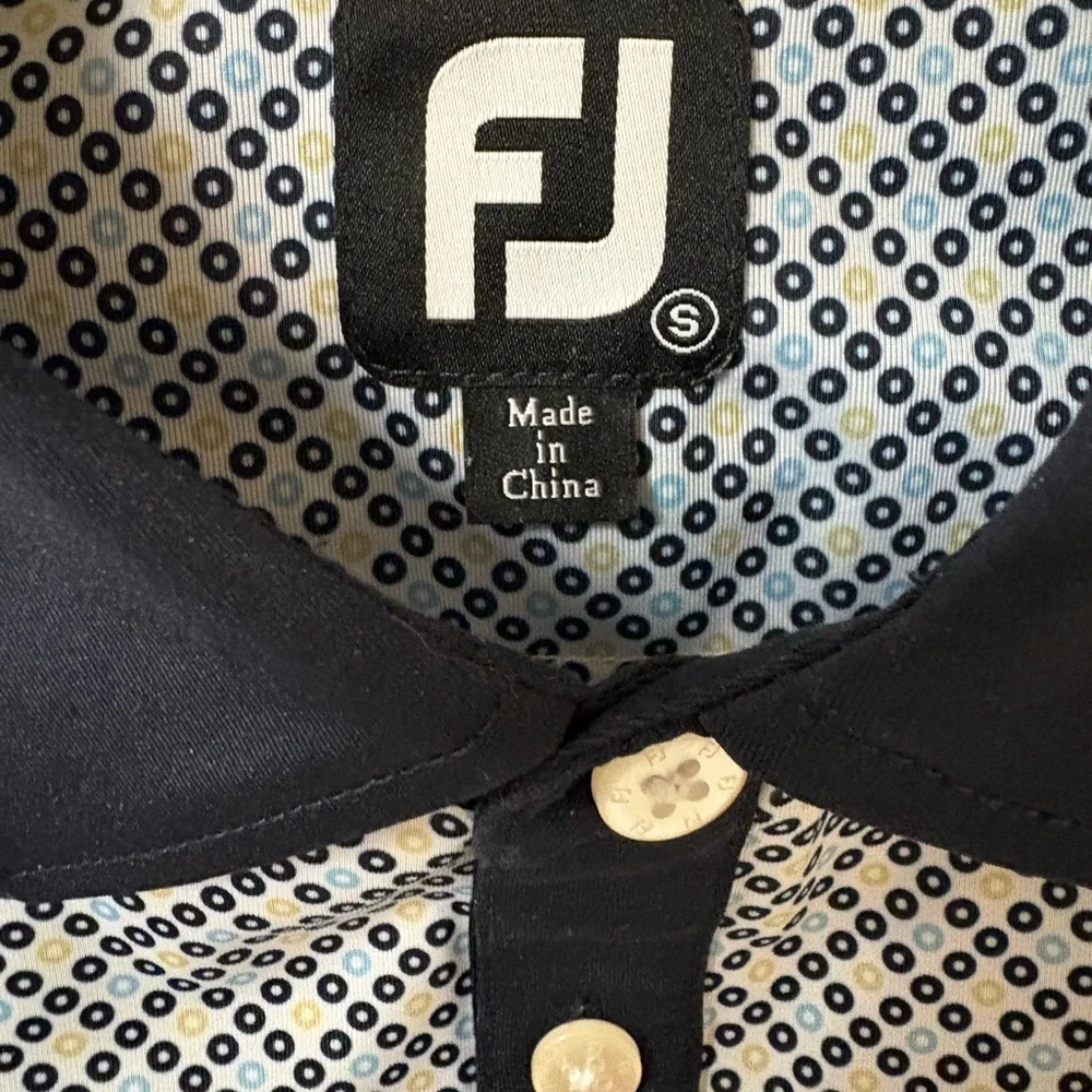 FootJoy Navy & White Patterned Polo Golf Shirt Short Sleeve Small - Picture 7 of 10